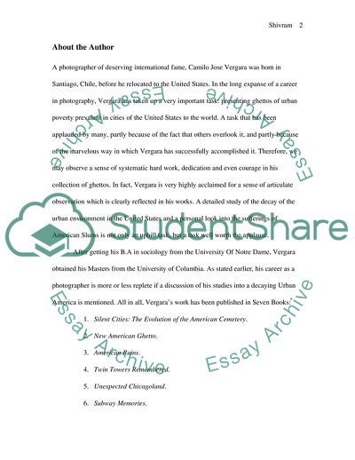 Analysis of Camilo Jose Vergaras Award-Winning: The New American Ghetto