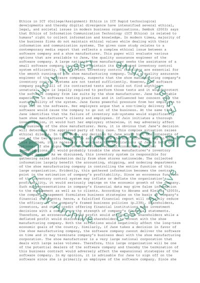 Ethics in Information Communication Technology