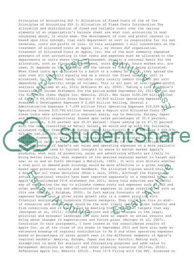 Principles of Accounting SLP 3: Allocation of Fixed Costs
