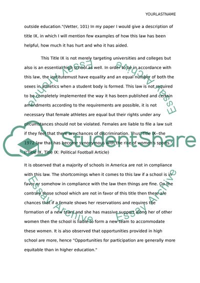 Educational Amendments: Should we do away with Title IX