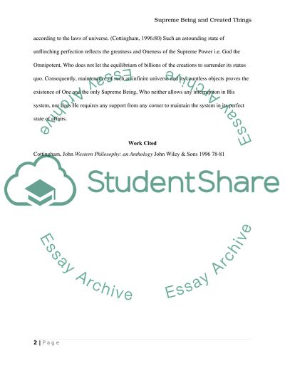 Supreme Being and Created Things: Rene Descartes, Principles of Philosophy