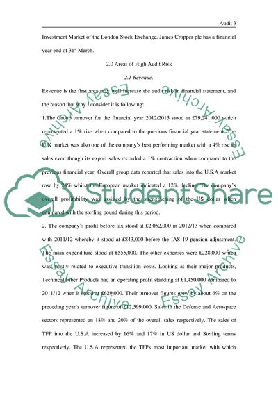 Financial Management of James Cropper Company