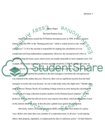 Analysis of Case against Intel Corporation in 1994