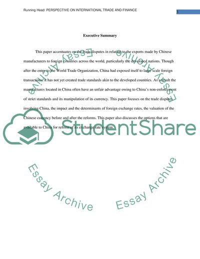 Perspective on International Trade and Finance - China