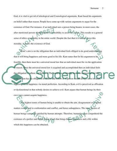 Kants Argument for the existence of God