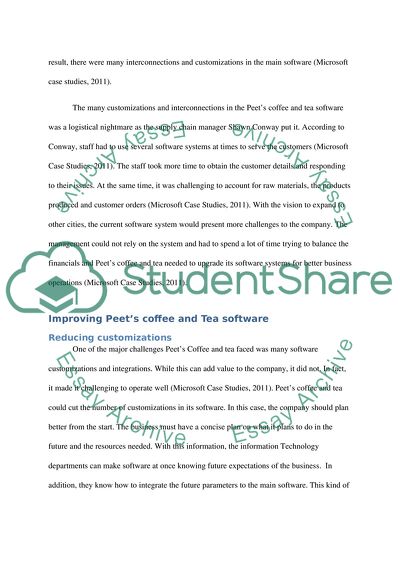 Enterprise System: Case of Peets Coffee and Tea