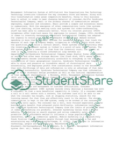 Management Information System. (Position Paper)