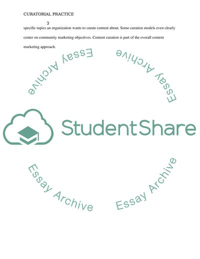 Where does Curatorial Practice enter your own practice