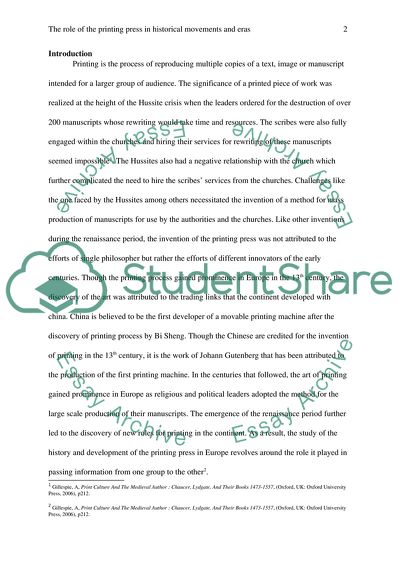 The Role of the Printing Press in Historical Movements and Eras