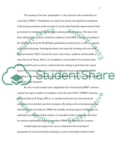 How PRSPs Increase National Ownership of Programmes