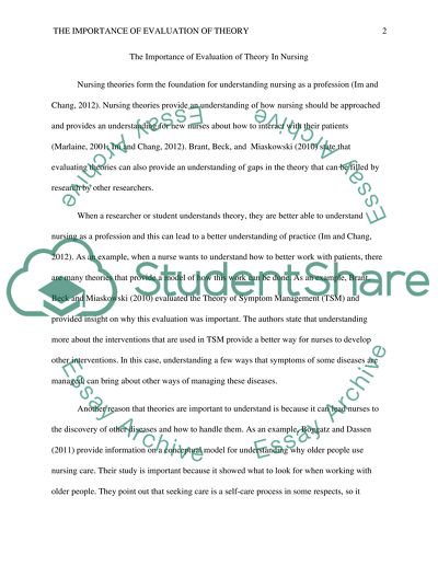 The Importance of Evaluation of Theory in Nursing