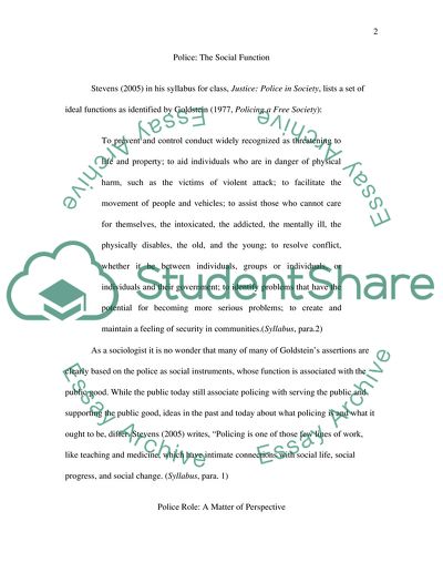 Policing - Role, Function, and Public Expectation