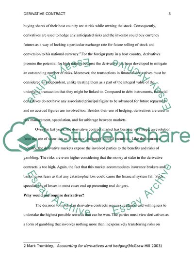 Law Discussion-Derivative Contract