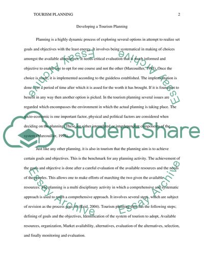 Developing a Tourism Planning