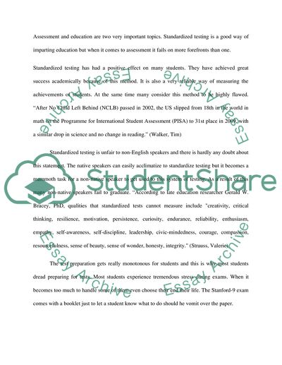 Standardized testing Research Paper Example | Topics and Well Written ...