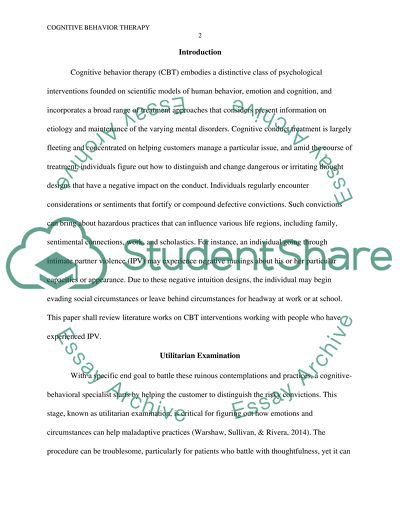 Cognitive Behavior Therapy Interventions Working With Intimate Partner Violence