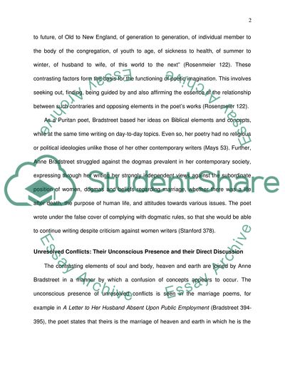 The Conflict in the Poetry of Anne Bradstreet