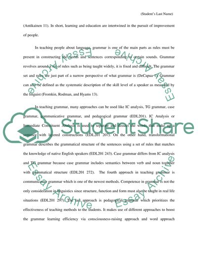 Teaching Grammar Term Paper