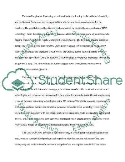 Genetic Engineering in Oryx and Crake