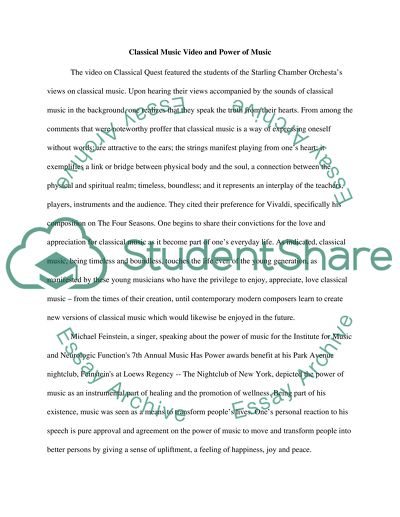 Classical Music Video and Power of Music