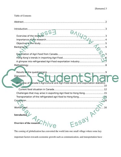 Agri-Food from Canada to Hong Kong