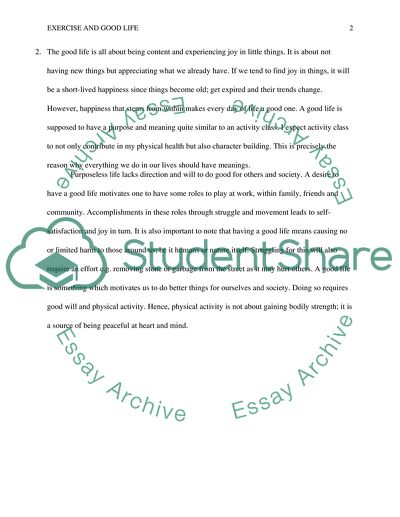 Exercise and Good life