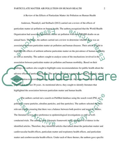 Clearing the Air: A Review of the Effects of Particulate Matter Air Pollution on Human Health