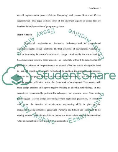 Groupware Implementation and Organization Culture