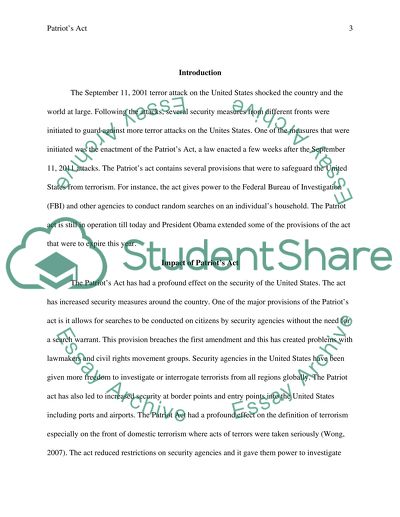 The Patriots Act in the United States