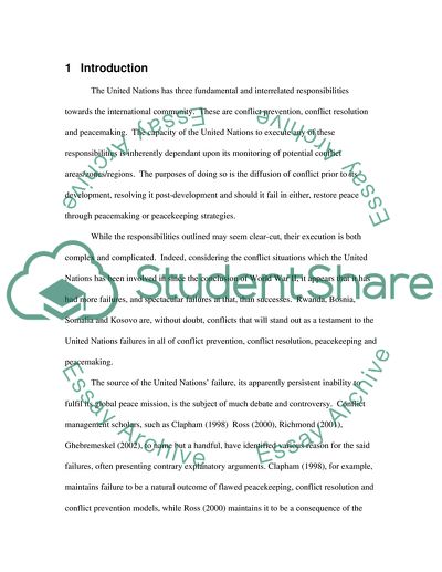 United Nations Main Responsibilities to International Community