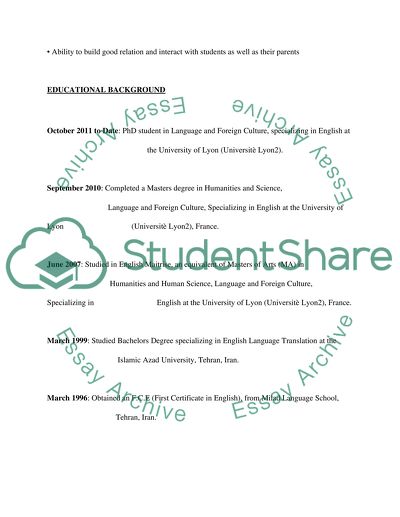 A Position as an English Teacher