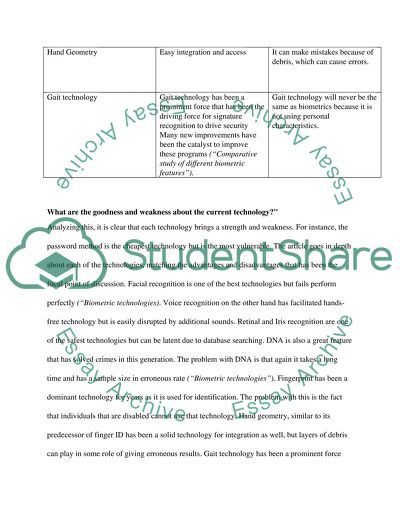 Stengths and weaknesses of biometrics mechanis,s