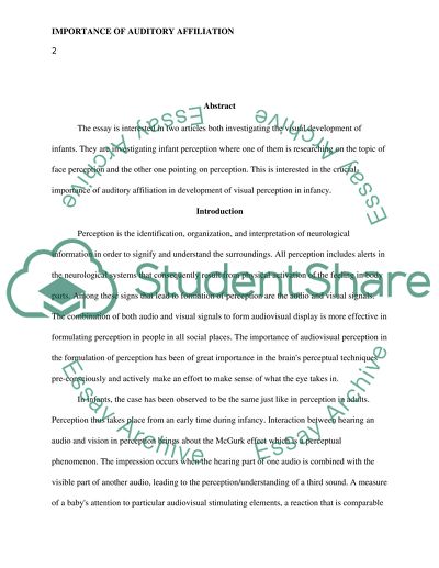 Importance of Auditory Affiliation