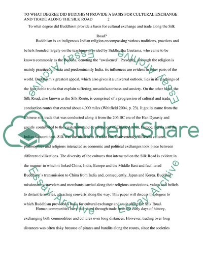 Buddhism as a Basis for Cultural Exchange and Trade along the Silk Road