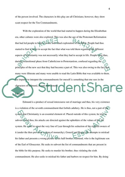 Portrayal of the Ten Commandments in King Lear