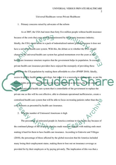 Universal Healthcare Versus Private Healthcare