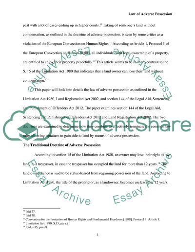 Law of Adverse Possession