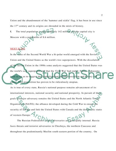 Information on Russia Using the National Security Model