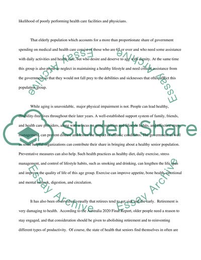 National Preventative Health Program for Australias Senior Population