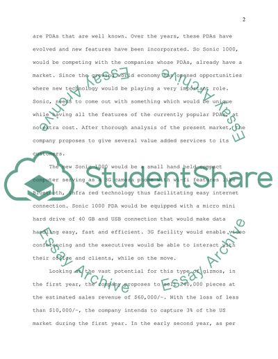 Market Analysis and Launch of Sonic 1000