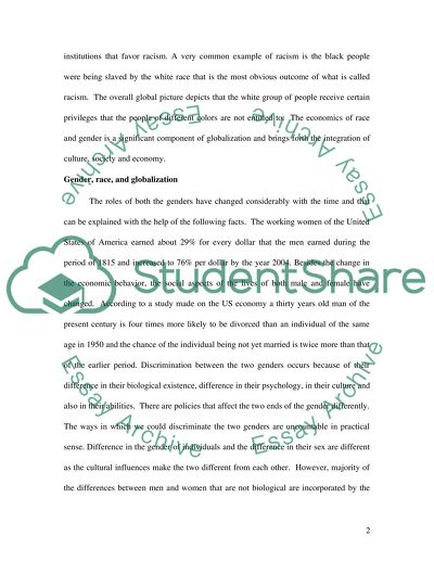 Economics of Gender, Race And Globalization