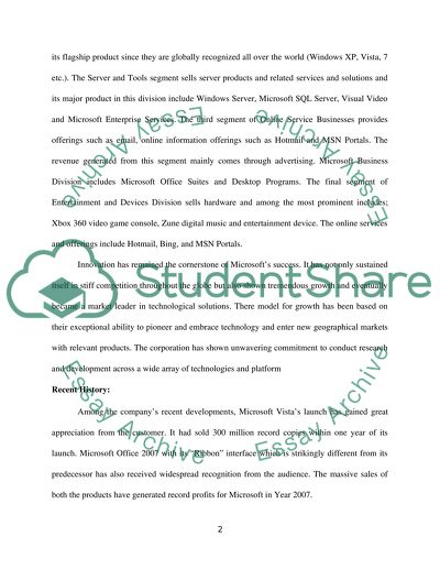 Microsoft Corporation - Corporate Structure, Products & Services