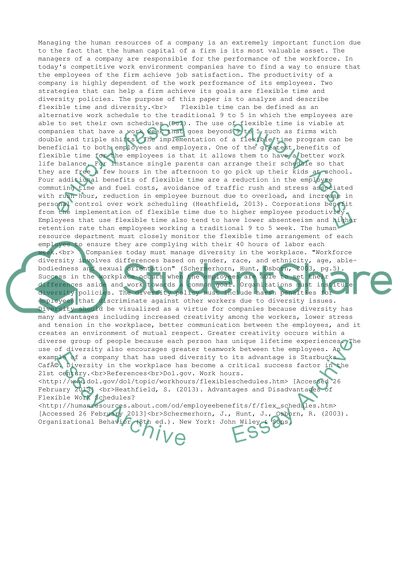 Approach to managing people including flexible working arrangements and workplace diversity policies