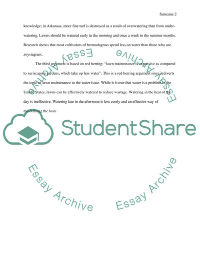 Arguments and Counterarguments on Lawn Maintenance