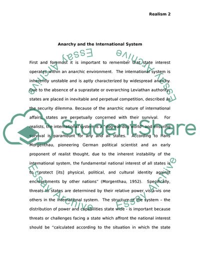 Realism and the International Order