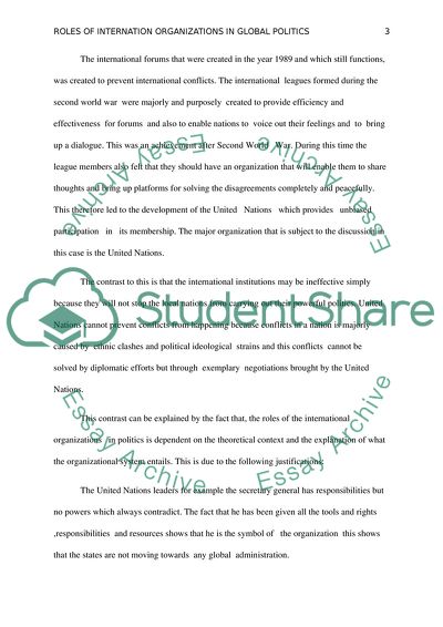 Roles of International Organizations in Global Politics