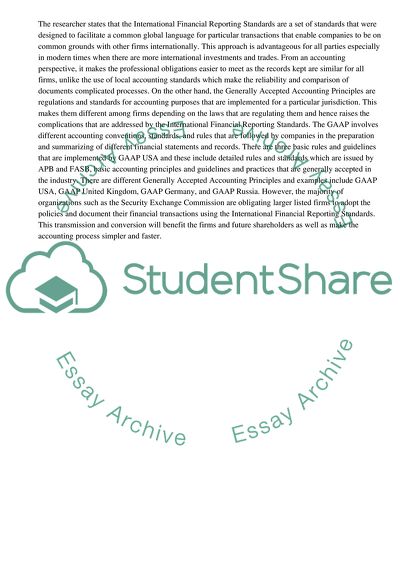 The Potential Benefits to Investors Arising from the Switch to International Financial Reporting Standards