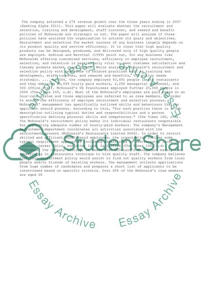 Strategic Position of McDonalds