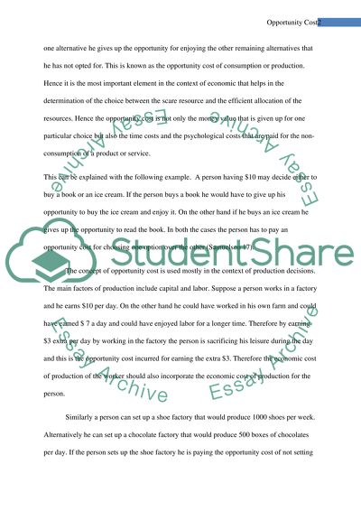 The Problem of Opportunity Cost