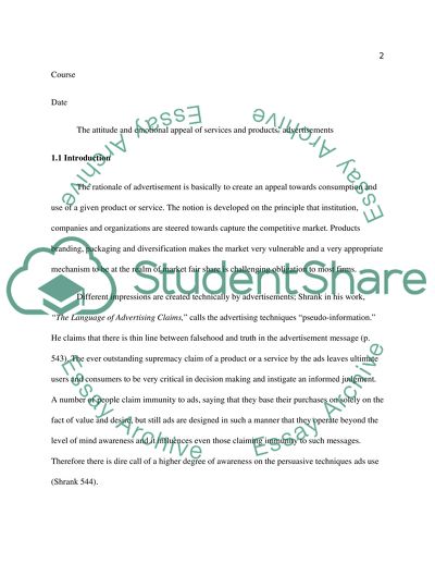 The Attitude and Emotional Appeal of Services and Products Advertisements